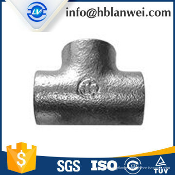 BS galvanized plain tee M.I. pipe fittings